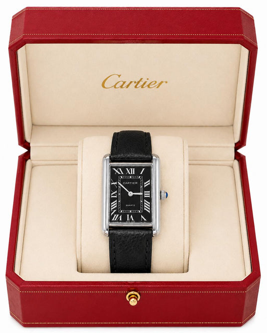Cartier Tank Quartz Watch - Stainless Steel &  Leather Strap