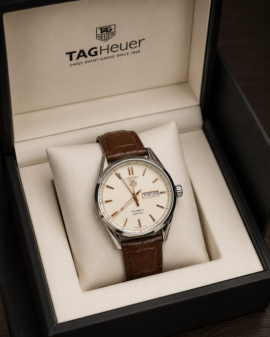 Carrera Calibre 5 Luxury Leather Strap Watch